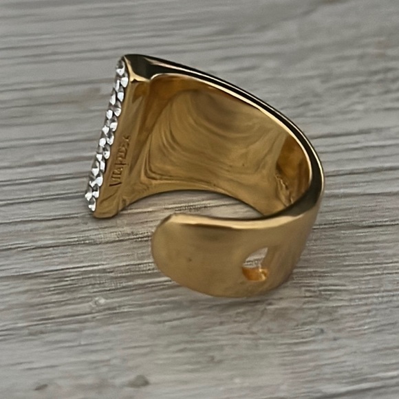 Vita Fede Gold Plated Crystal Ring Size 8 - Picture 3 of 4